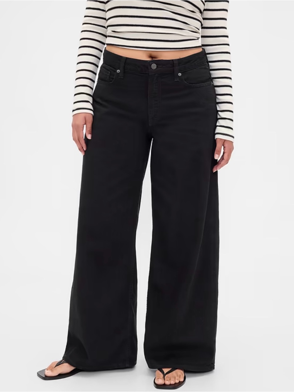 GAP Curvy Baggy Mid Rise Wide-Leg Black Jeans